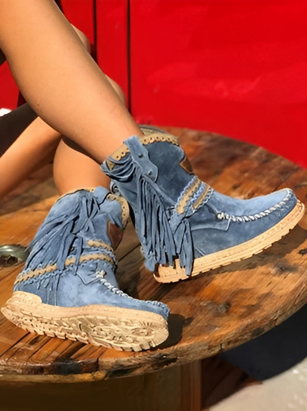 Meri | Bohemian Fringe Ankle Boots