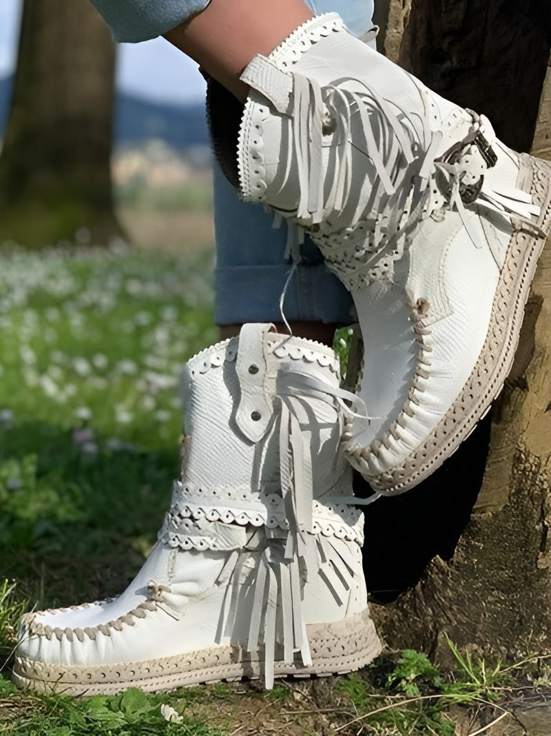 Meri | Bohemian Fringe Ankle Boots