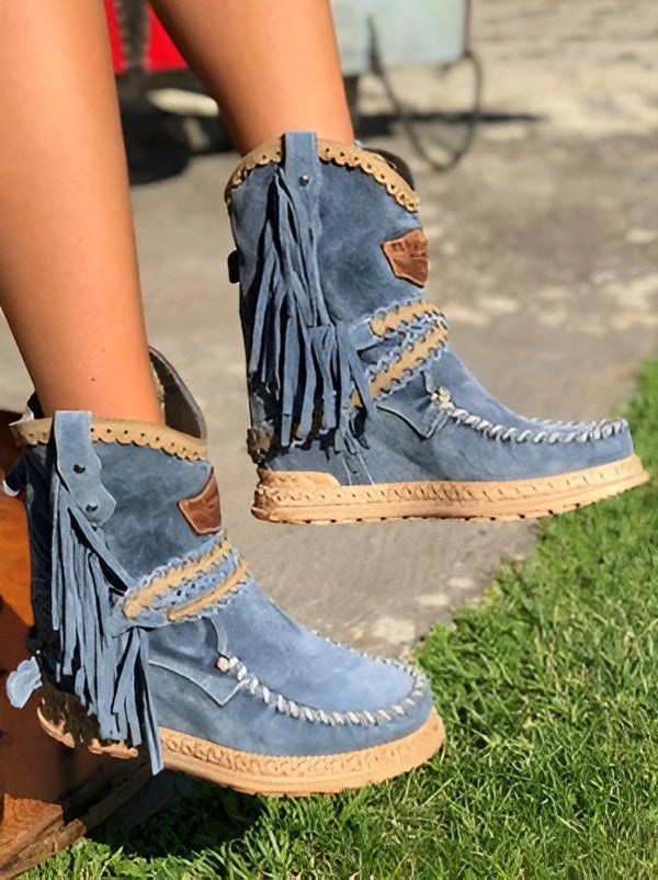 Meri | Bohemian Fringe Ankle Boots