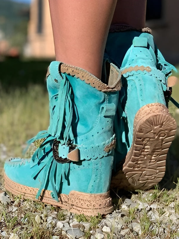 Meri | Bohemian Fringe Ankle Boots