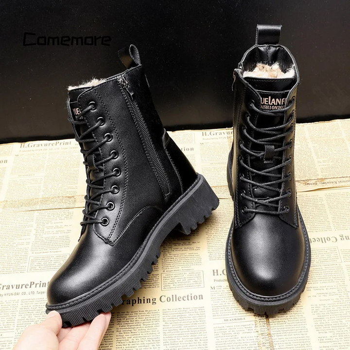 Olivia | Black Leather Boots for Winter