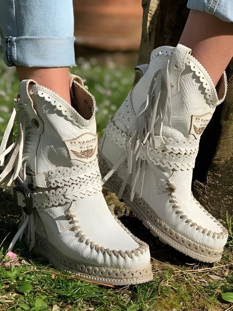 Meri | Bohemian Fringe Ankle Boots