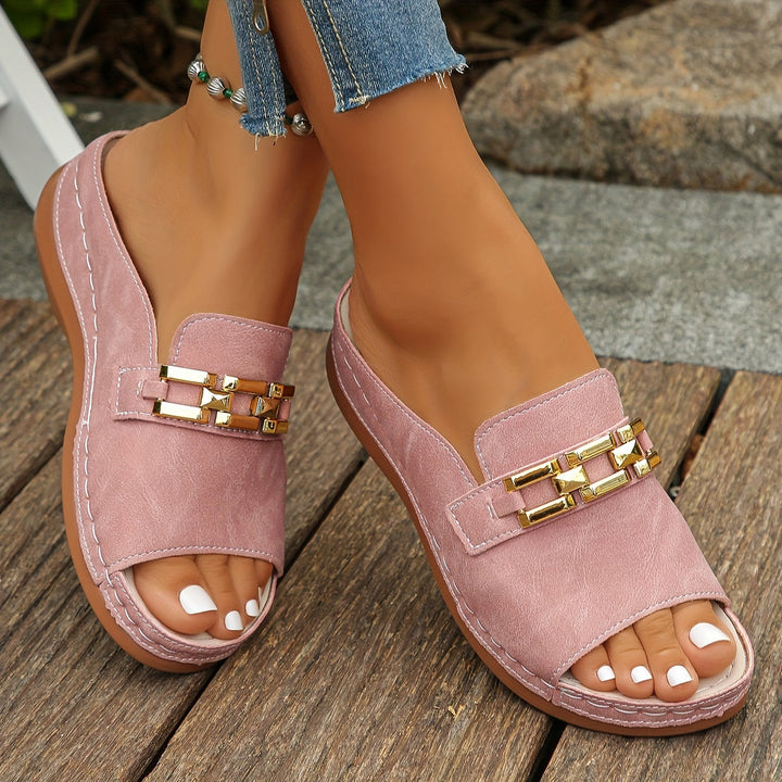 Romy | Gold Chain Slide Sandals